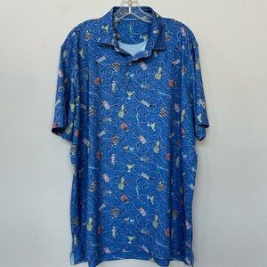 Johnnie-o Performance Jersey Tiki Drink Graphic Polo